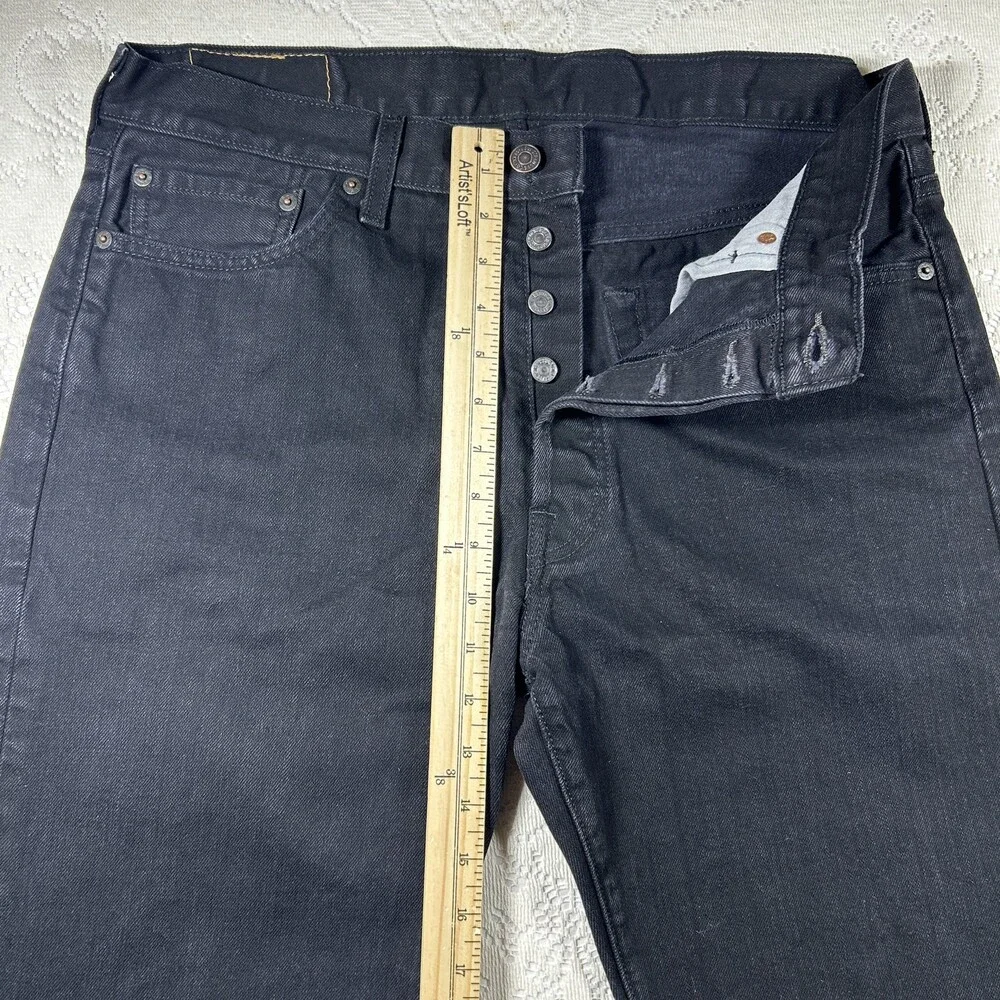 Levis 501 Jeans Mens 36x34 Straight Leg Button Fly Denim Waterless Black